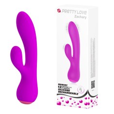 Vibartor Pretty Love Zachary, 12 Moduri Vibratii, Silicon, USB, Mov, 17.8 cm