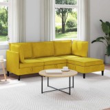 vidaXL Set de mobilier pentru living cu pernă 4 pcs Galben Catifea 3413760