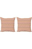 Husă decorativă de pernă, culoarea piersică, pachet de 2 bucăți, design vechi &icirc;n zig-zag, accent modern, imprimare digitală pe ambele fețe, 40 x 40 cm