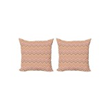 Husă decorativă de pernă, culoarea piersică, pachet de 2 bucăți, design vechi &icirc;n zig-zag, accent modern, imprimare digitală pe ambele fețe, 40 x 40 cm