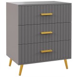 HOMCOM Comodă pentru Dormitor, Dulap Modern cu 3 Sertare, Sertar de Depozitare cu Picioare din Aluminiu, 60x40x71.5 cm, Gri &Icirc;nchis