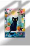 Imprimeu pe p&acirc;nză cu pisică neagră &ndash; Operă digitală pe p&acirc;nză ne&icirc;nrămată - Pisica neagră 34 | A4 (21 x 29.7 cm)