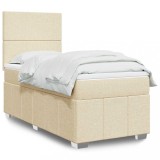 VidaXL Pat box spring cu saltea, crem, 80x200 cm, textil
