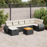 Gossi set mobilier de gradina cu perne, 8 piese, negru, poliratan