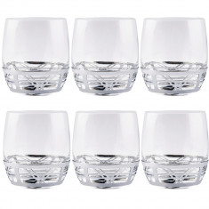 Set 6 pahare de whisky Rubino Luigi Bormioli, cu decoratiuni metalice, 375 ml, Transparente foto