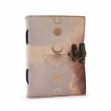 Agenda Jurnal din piele vintage cu imprimeu fzele lunii, margini zimtate