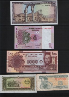 Set 5 bancnote de prin lume adunate (cele din imagini) #153 foto