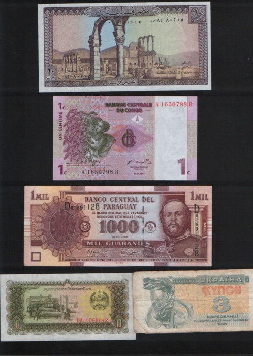 Set 5 bancnote de prin lume adunate (cele din imagini) #153