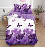 Cumpara ieftin Lenjerie De Pat Gueye Xc075, Bumbac, 4 Piese, Cu Elastic, Imprimeu, Lila