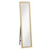 HOMCOM, Oglindă pe suport, pentru perete sau așezare, cu ramă din lemn, pentru living sau dormitor, 37 x 155 cm, maro deschis | Aosom Romania