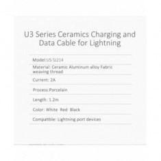 Cablu Date Usams Lightning Ceramics US-SJ214 U3 Iphone X, XR, XS, XS Max 1.2m Ro foto