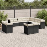 Cumpara ieftin Gossi set mobilier de gradina cu perne, 13 piese, negru, poliratan