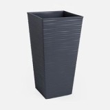 Ghiveci patrați &icirc;nălți antracit design modern din plastic, CMCLASS