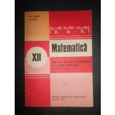 Matematica. Elemente de teoria probabilitatilor si statistica matematica