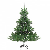 Pom de Crăciun artificial brad Nordmann LED&amp;globuri verde 240cm