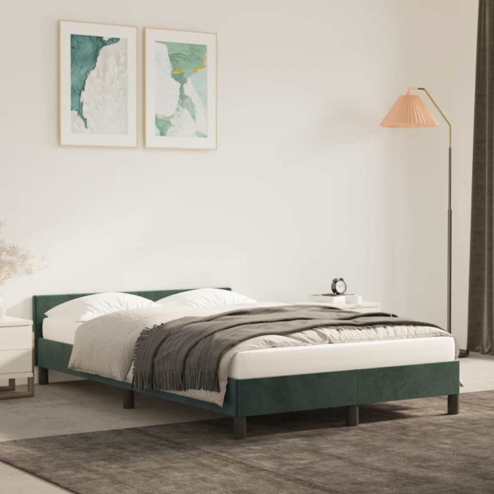 vidaXL Cadru de pat fără saltea, verde &icirc;nchis, 120x200 cm, catifea 347564