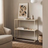 Consola pentru hol Str&ouml;mstad cu 2 polite, din otel, culoare camel