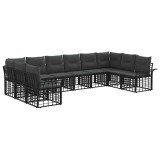 vidaXL Set de canapele de exterior cu pernă 10 pcs Negru și Gri &icirc;nchis 3437761