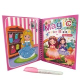Carte de colorat cu apa tip Magic Book in limba engreza, Linomag&reg;, Micile printese, Reutilizabila, Pentru fete si baieti de peste 3 ani