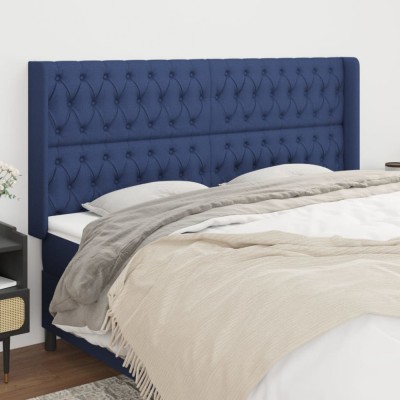 Gossi tablie de pat cu aripioare, albastru, 203x16x118/128 cm, textil foto