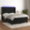 vidaXL Pat cu arcuri, saltea și LED, negru, 140x190 cm, catifea 3139441