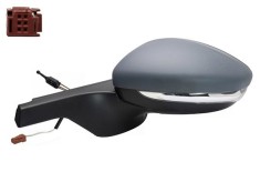 Oglinda usa exterioara Citroen C3, 2018-, partea Stanga, reglare electrica; grunduit; incalzit; sticla convexa; geam cromat; 6 gauri / 6 pini; cu Luc