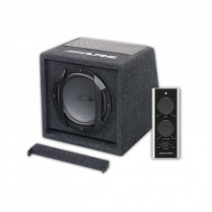 Subwoofer auto amplificat Alpine SWE 815 cu incinta de tip bandpass sau bassreflex si difuzor de 200 mm foto