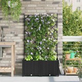VidaXL Jardiniere de grădină cu spalier, 2 buc., negru, 80x80x143 cm
