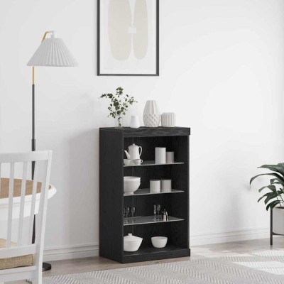 vidaXL Dulap cu lumini LED, stejar negru, 60,5x37x100 cm foto