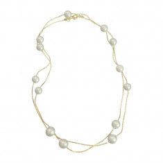Colier Casey, auriu, in 2 straturi, decorat cu perle - Colectia Universe of Pearls