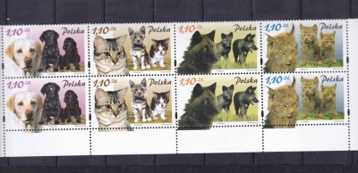 POLONIA 2002 CAINI SI PISICI STRAIF DOUA SERII MNH foto