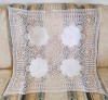 Fata de masa Vintage din bumbac, crosetata manual - insertii cu broderii florale