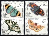 Somalia 1993, Mi #472-475**, fauna, fluturi, MNH, cota 10 &euro;!