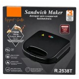 Sandwich Maker EMC ONSHOP&reg;, 750W, Placi antiaderente, Incalzire pe ambele parti, Indicator LED dual, Clama de blocare, Negru