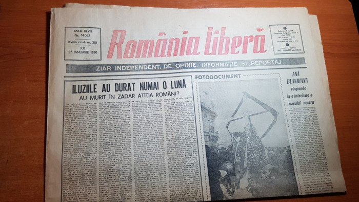 ziarul romania libera 25 ianuarie 1990-ion ratiu a revenit in romania