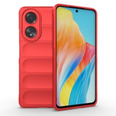 Husa pentru oppo a58 4g, antisoc, margini striatii, design minimalist, red foto