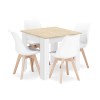 Set masa pentru sufragerie/living + 4 scaune Mark alb, Artool, lemn, stejar sonoma si alb, 80x80x75 cm, Leobert