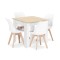 Set masa pentru sufragerie/living + 4 scaune Mark alb, Artool, lemn, stejar sonoma si alb, 80x80x75 cm