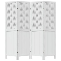 Paravan camera 4 panouri, alb, lemn masiv paulownia foto