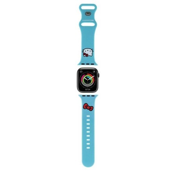 Curea pentru Apple Watch 1/2/3/4/5/6/7/8/9/10/SE/SE 2 (38/40/41/42mm) - Hello Kitty Strap Silicone Kitty Head (HKAWMSCHBLB) - Blue