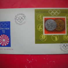 HOPCT PLIC FDC 2878 MEDALII OLIMPICE MUNCHEN 1972 -COLITA