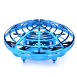 Mini Drona OZN Zenuk - Disc Zburator, 5 Senzori Infrarosu, Inductie, Lumina LED, Interactiv, Albastru