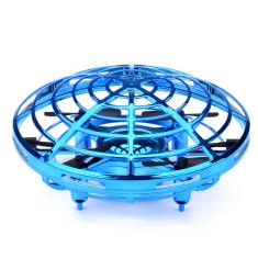 Mini Drona OZN Zenuk - Disc Zburator, 5 Senzori Infrarosu, Inductie, Lumina LED, Interactiv, Albastru