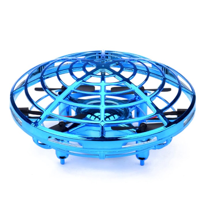 Mini Drona OZN Zenuk - Disc Zburator, 5 Senzori Infrarosu, Inductie, Lumina LED, Interactiv, Albastru