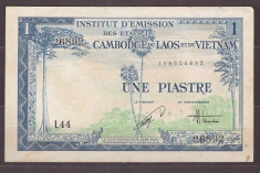 French Indochina 1954 - 1 piastre, circulata foto