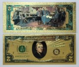 S.U.A. 2 DOLARI 1976 - "EROARE DE TIPARIRE" - DESIGN HIBRID (ORNAMENTALA /FANTEZIE /SUVENIR/DECORATIVA) POLIMER (PLASTIC) PLACATA CU AUR DE 24K