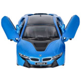 Masinuta die cast BMW i8, scara 1 la 36, 12.5 cm, albastra, Goki