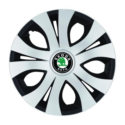 Set 4 Capace Roti Top Gri-Negru R17, Compatibil Cu Skoda foto