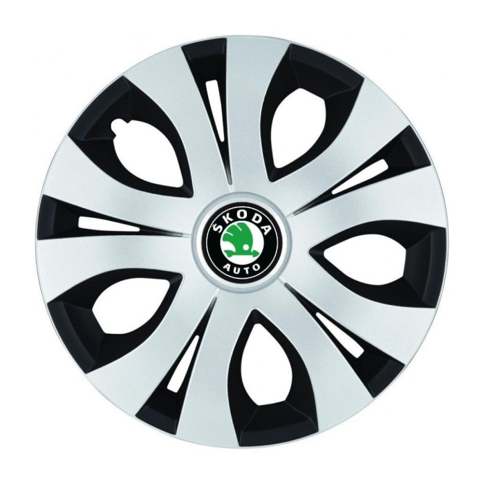 Set 4 Capace Roti Top Gri-Negru R17, Compatibil Cu Skoda