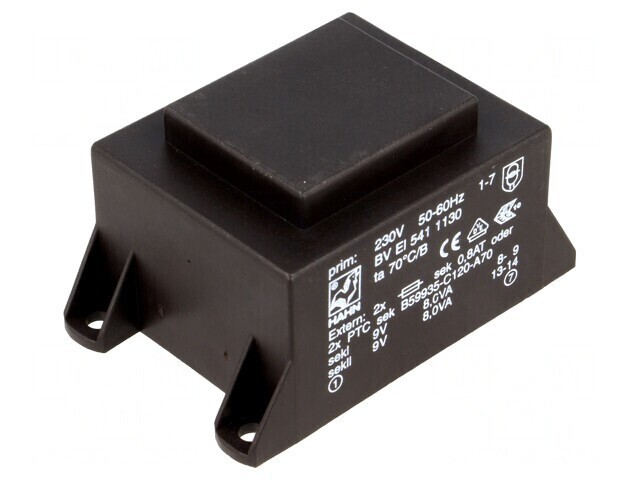 Transformator &icirc;ncapsulat 16VA 230VAC 9V 889mA PCB